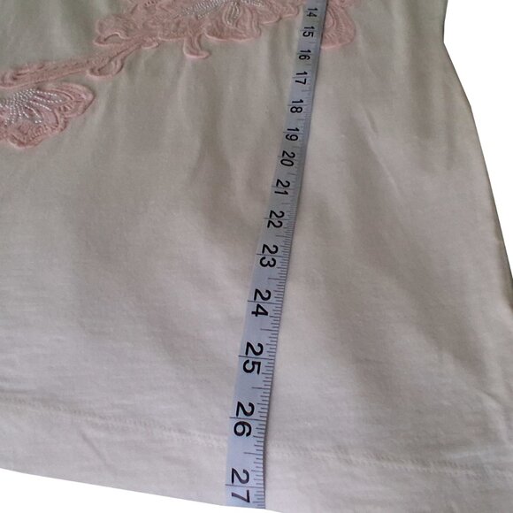 Tommy Hilfiger White V-Neck Short Sleeve T-Shirt, Pearl & Pink Floral Detail, M - Picture 6 of 9